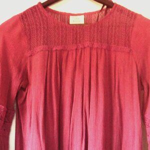 Knox Rose Burgundy Long Sleeve Blouse- Size XS